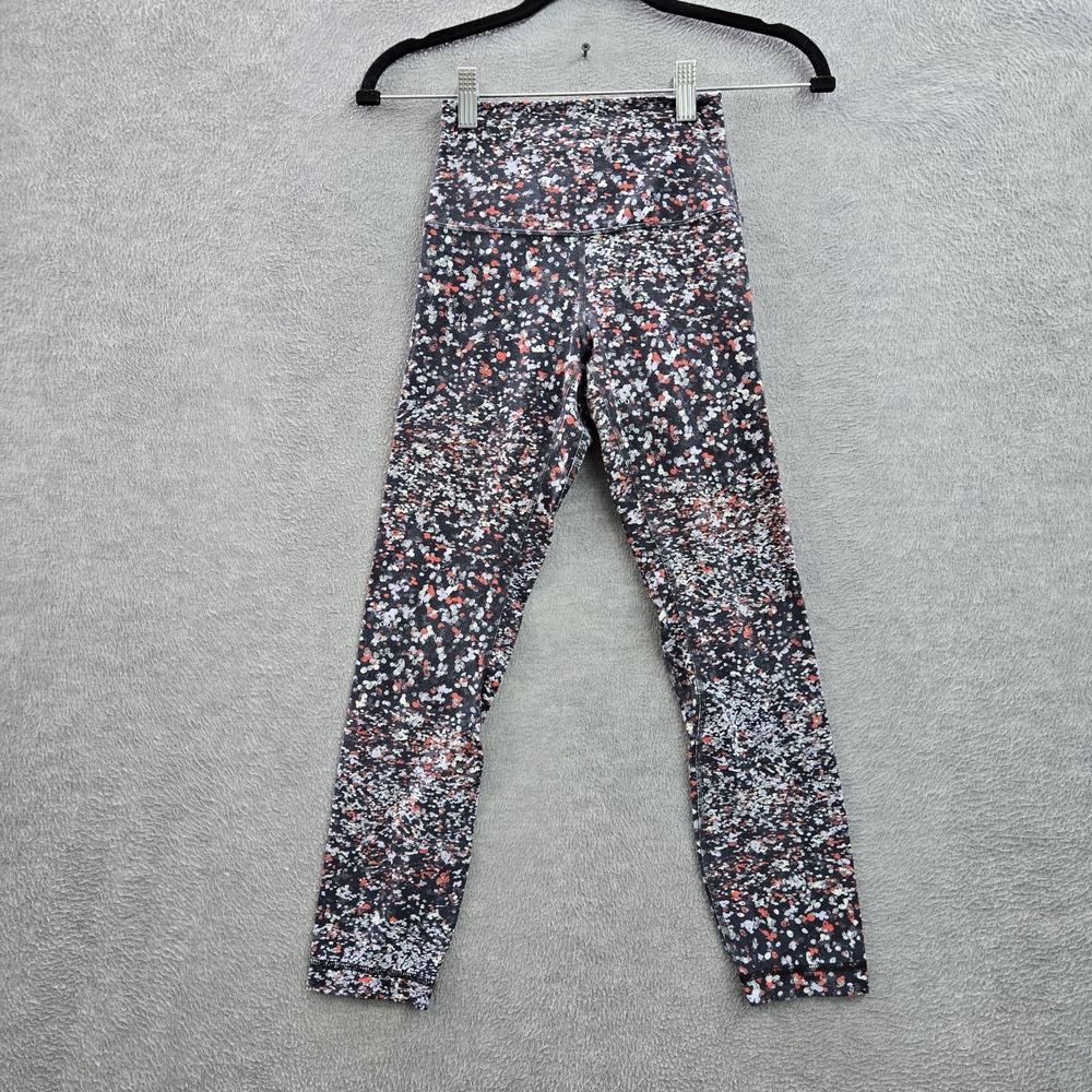 Lululemon Women Activewear Pants 2 Black Align HR Legging Floral Yoga 22"